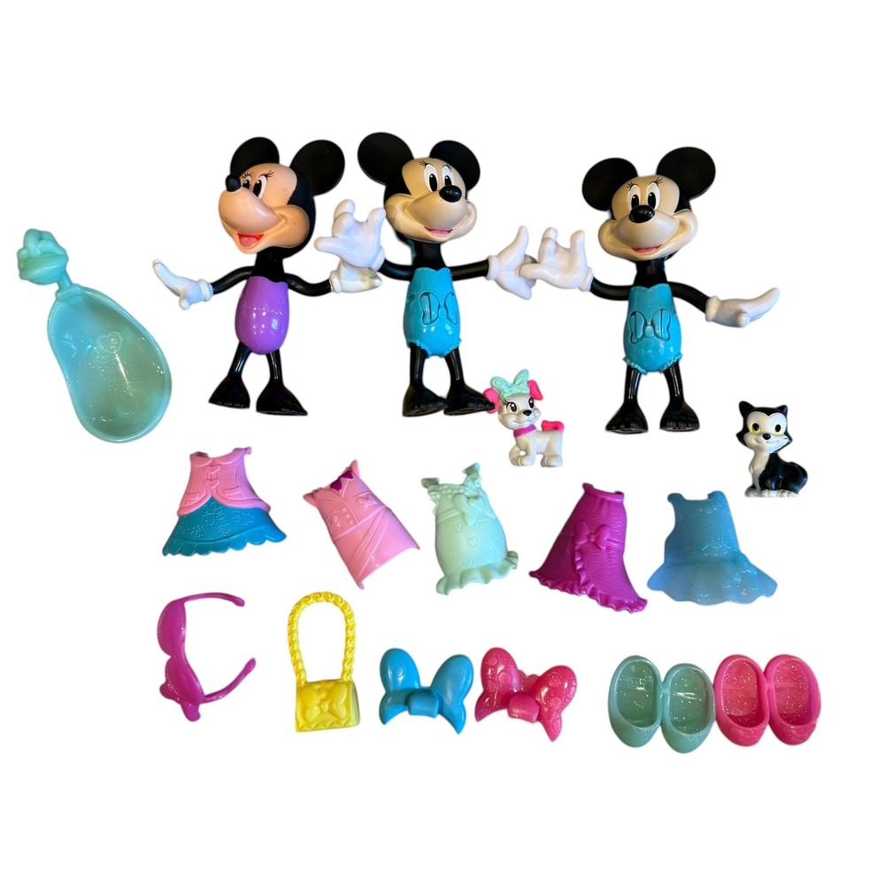 Disney Minnie Mouse Snap n Pose Doll Lot Fashion Outfits Bundle